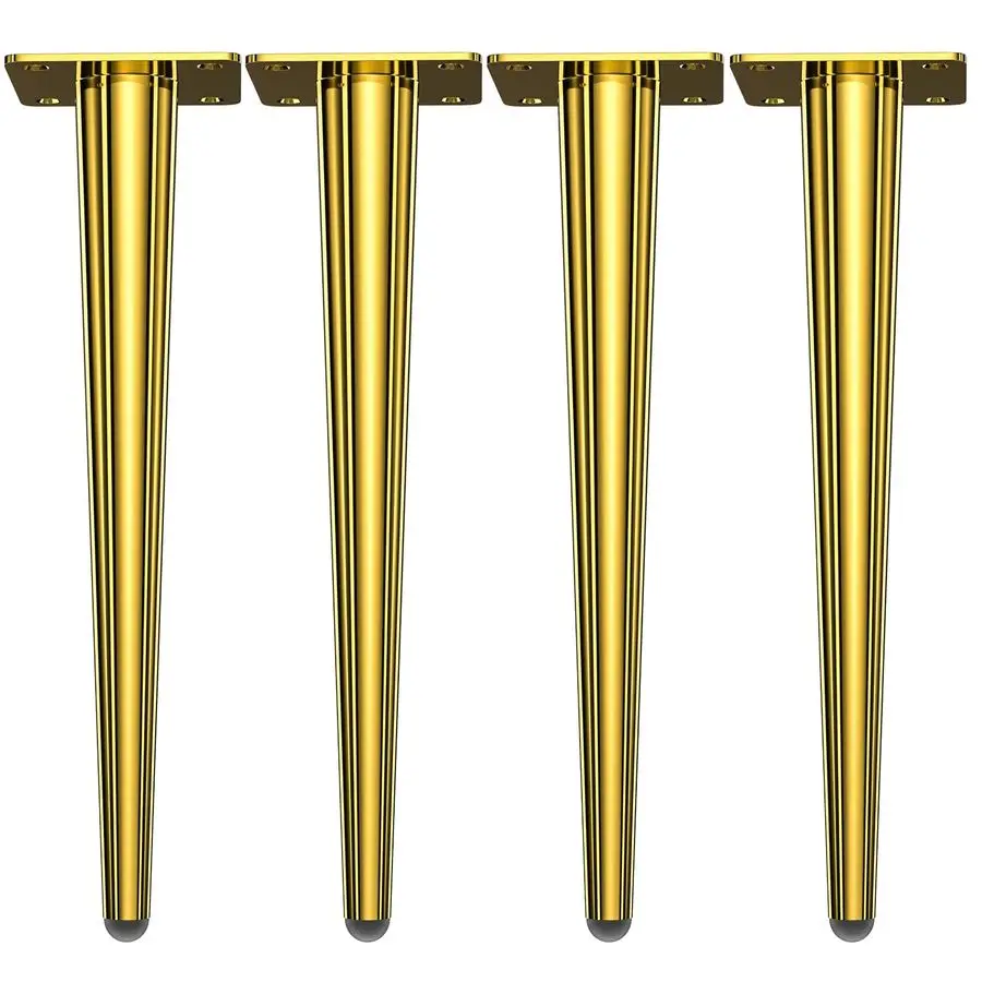 

30-дюймовые золотистые стальные круглые конические ножки для мебельных столов, современные опоры для кофейных столиков, прямые металлические мебельные ножки, фурнитура для мебели