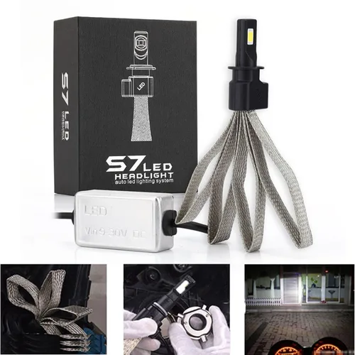 Imagen 1 del producto Bombilla de faro LED de 2 piezas para coche, lámpara de estilo Sin ventilador, globo de cobre, cinturón de 55W, 10000LM, 12V y 24V, se adapta a Nuestra lente de proyector HID de 2,5 pulgadas