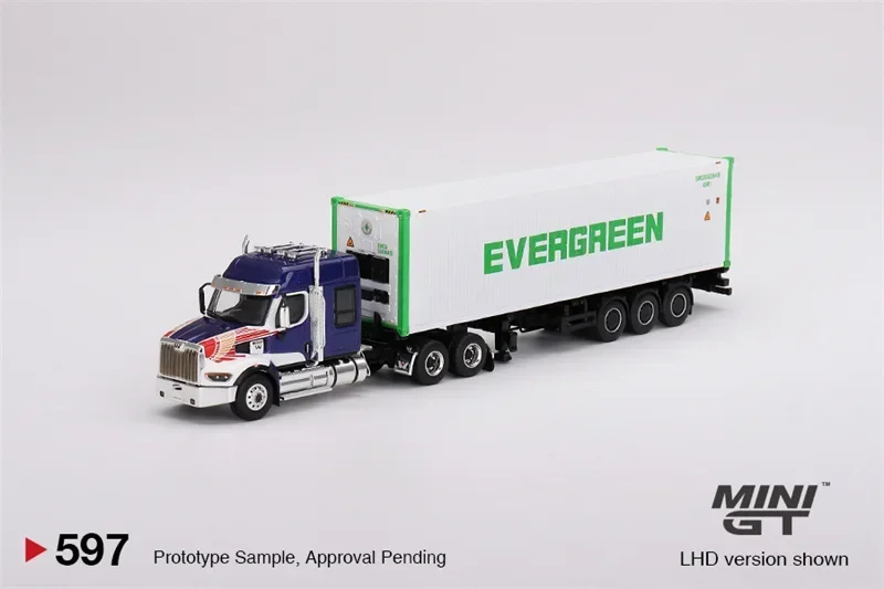 

MINI GT 1:64 Western Star 49X Blue w/40‘ Reefer Container EVERGREEN Diecast Model Car