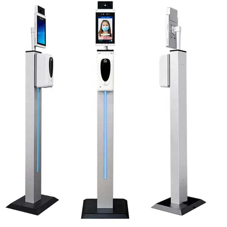 Automatic Hand Liquid Soap Gel Sanitizer Dispenser Face Recognition Thermometer Advertising display all in one machine