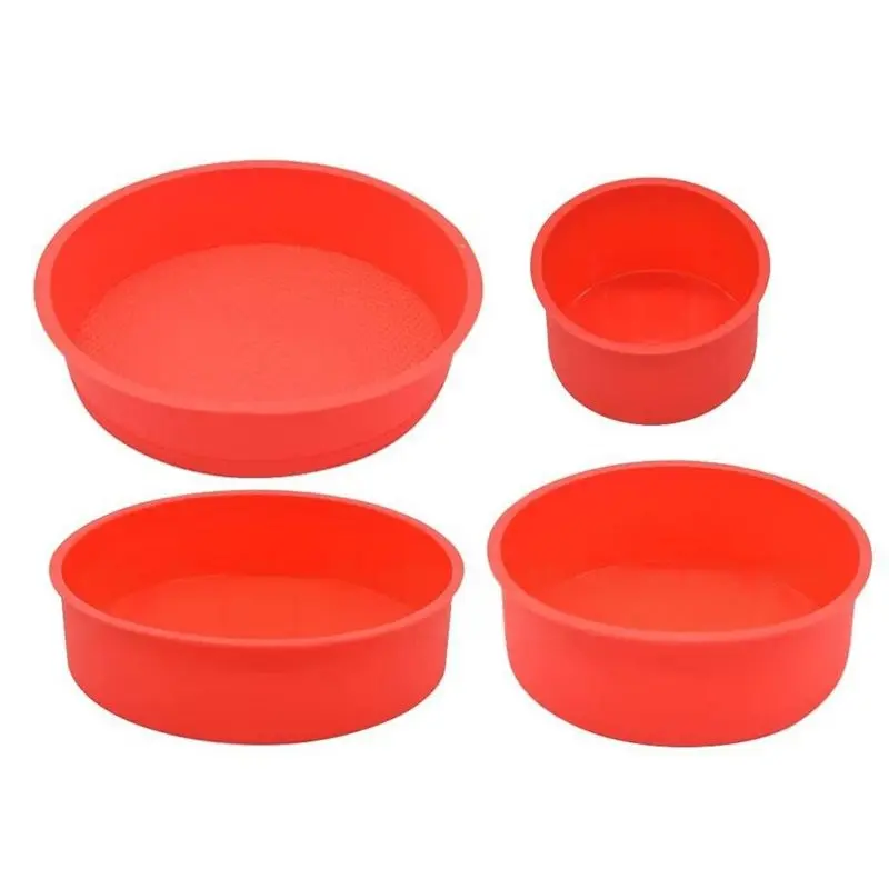FYBL-4-Piece Cake Pan Set - Non-Stick Round Silicone Molds For Layer Cakes - Sizes: 4