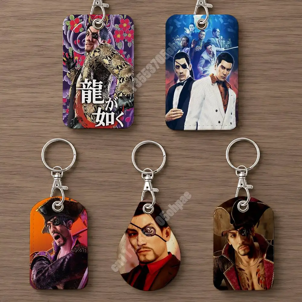 L-Like a D-Dragon Goro Majima Leather Keychain Card Holder for Airtag & Luggage Tags Casual Tracker Cover