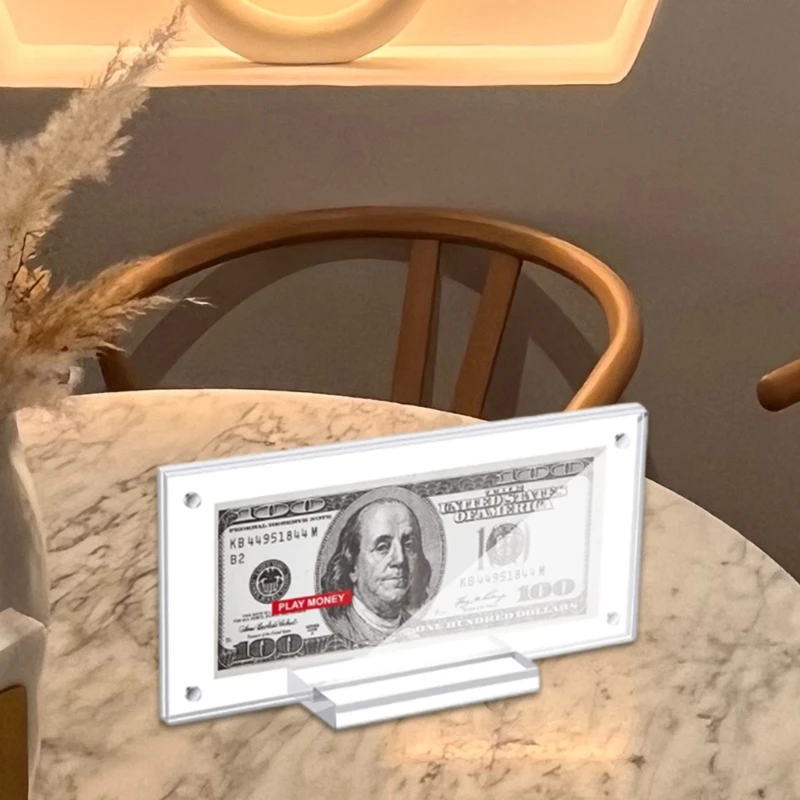 Marco exhibición dinero acrílico transparente, soporte moneda, soporte dinero papel transparente para coleccionistas