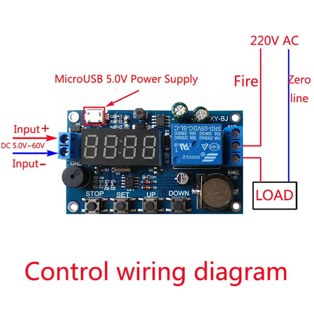 DC 5-60V Real Time Timer Delay Relay Module Switch Control Clock Synchronization Multiple Mode Control Relay with Buzzer Alarm