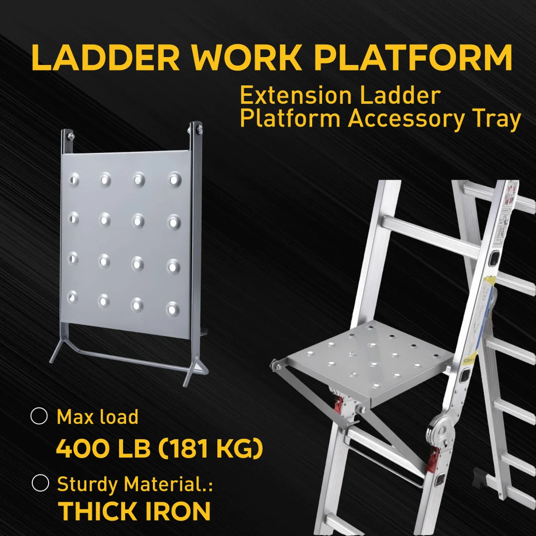 Ladder Work Platform Heavy Duty Ladder Work Stand Easily Install Ladder Tray Ladder Platform Accessory, Extension Ladder Part