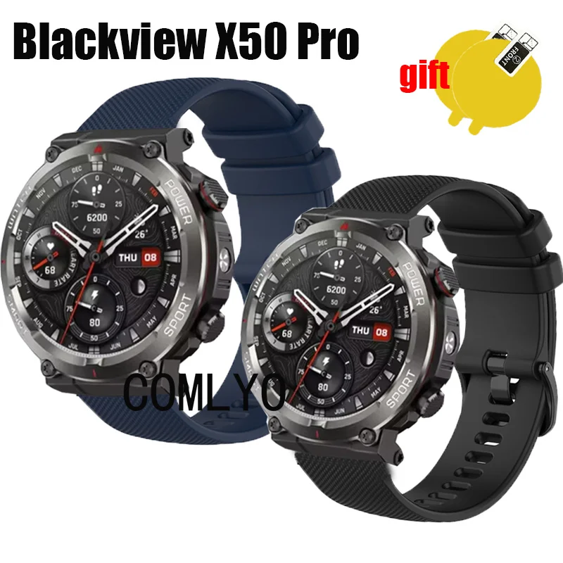 Per Blackview W50 Pro Smart Watch cinturino in morbido silicone cinturino donna uomo protezione schermo pellicola accessori