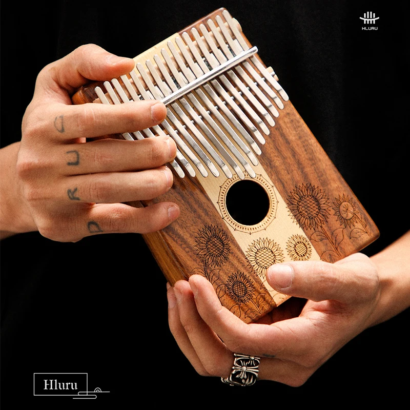 HLURU Music Instrument Kalimba 17 Key Professional Thumb Piano Solid Wood Veneer 17 Key Kalimba Finger Piano Portable Instrument