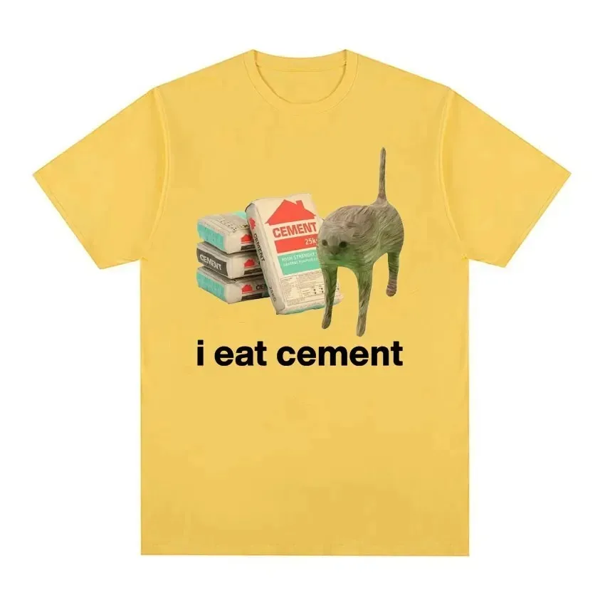 Jem Cement przeklęty kot zabawny Meme T Shirt dla mężczyzn moda na co dzień t-shirty z krótkim rękawem męska bluzki z bawełny Oversized