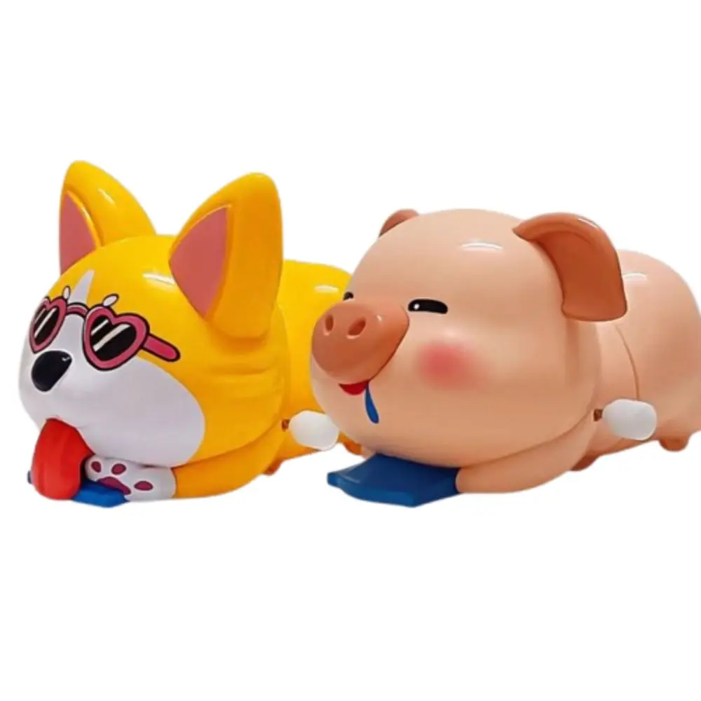 Interactive Cartoon Pig Clockwork Toys Collection Statue Animal Dog Wind-up Toy Q-style Cartoon Clockwork Model Kindergarten