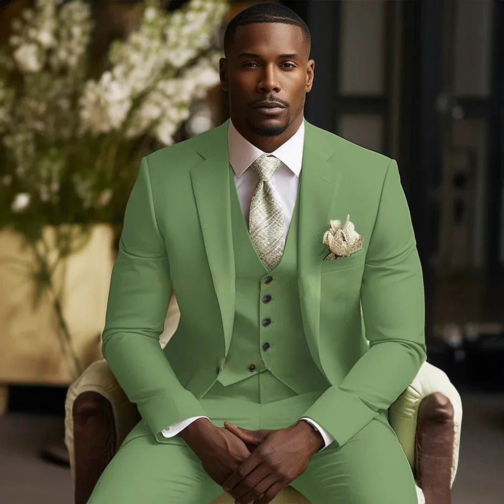 Men's Green Suit  Costume Homme Italien  Wedding Suits for Men  Men Clothing Groom Tuxedo Terno Masculino Mens Suits 3 Piece