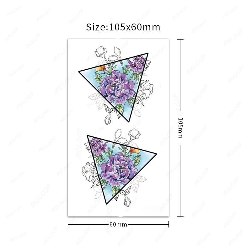 Tattoo Stickers Triangle Color Plant Flower Temporary Tattoo Transfer for Men Women Hand Body Art Sexy Fake Tatoo