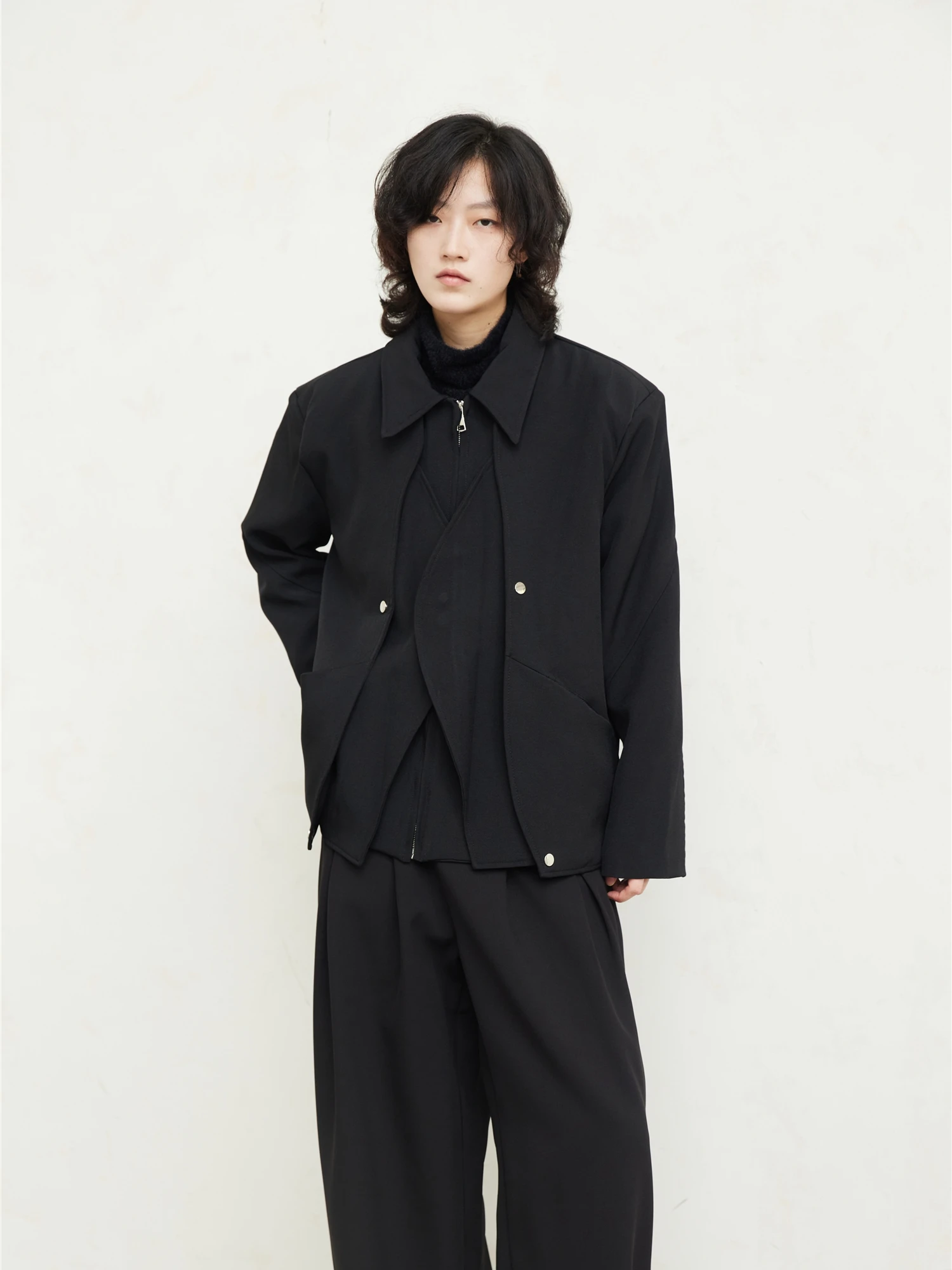 

Sunyvonne23fw Casual Zipper Short Jacket Top Fashionable Deconstructed Multiwear Design Original Design Women's Coat
