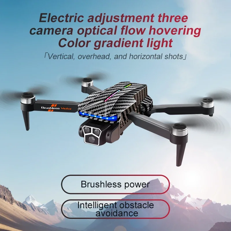 D9 Remote Control Quadcopter Gradient Light Carbon Fiber Obstacle Avoidance Brushless Motor 4k Professional Drone Toy Gift