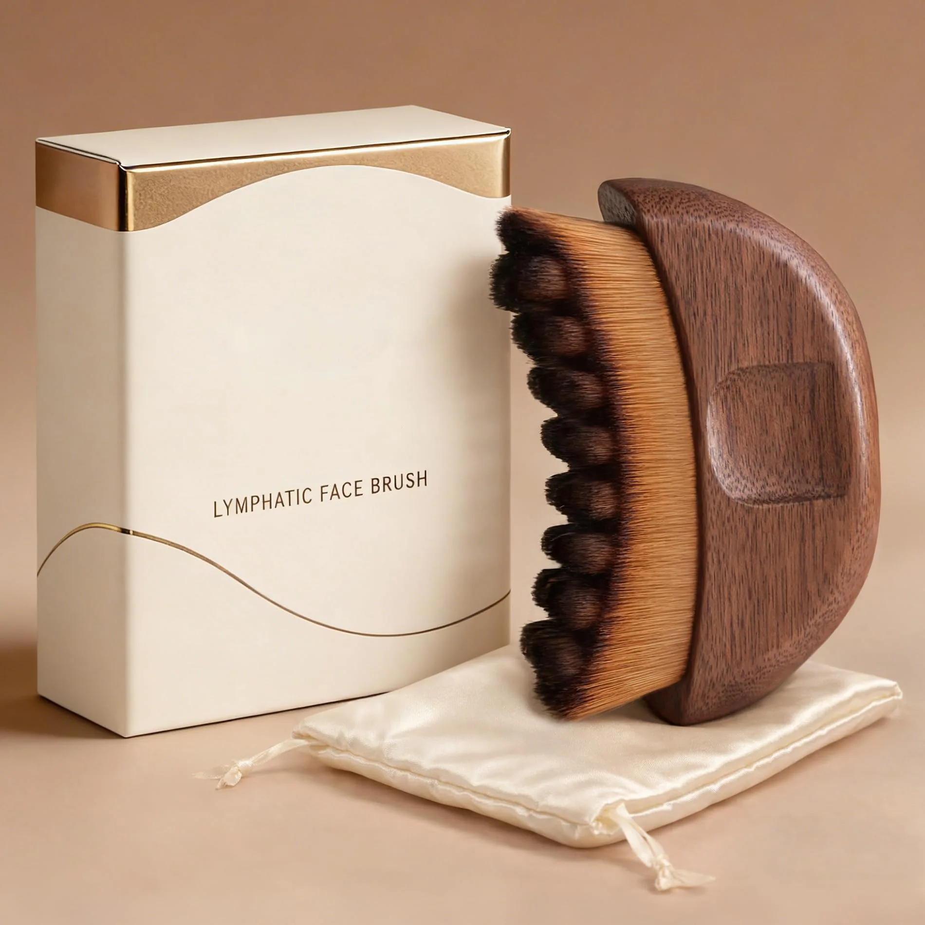 

2026 New Walnut Wood Lymphatic Contour Facial Brush, Gua Sha Tool for Anti-Puffiness