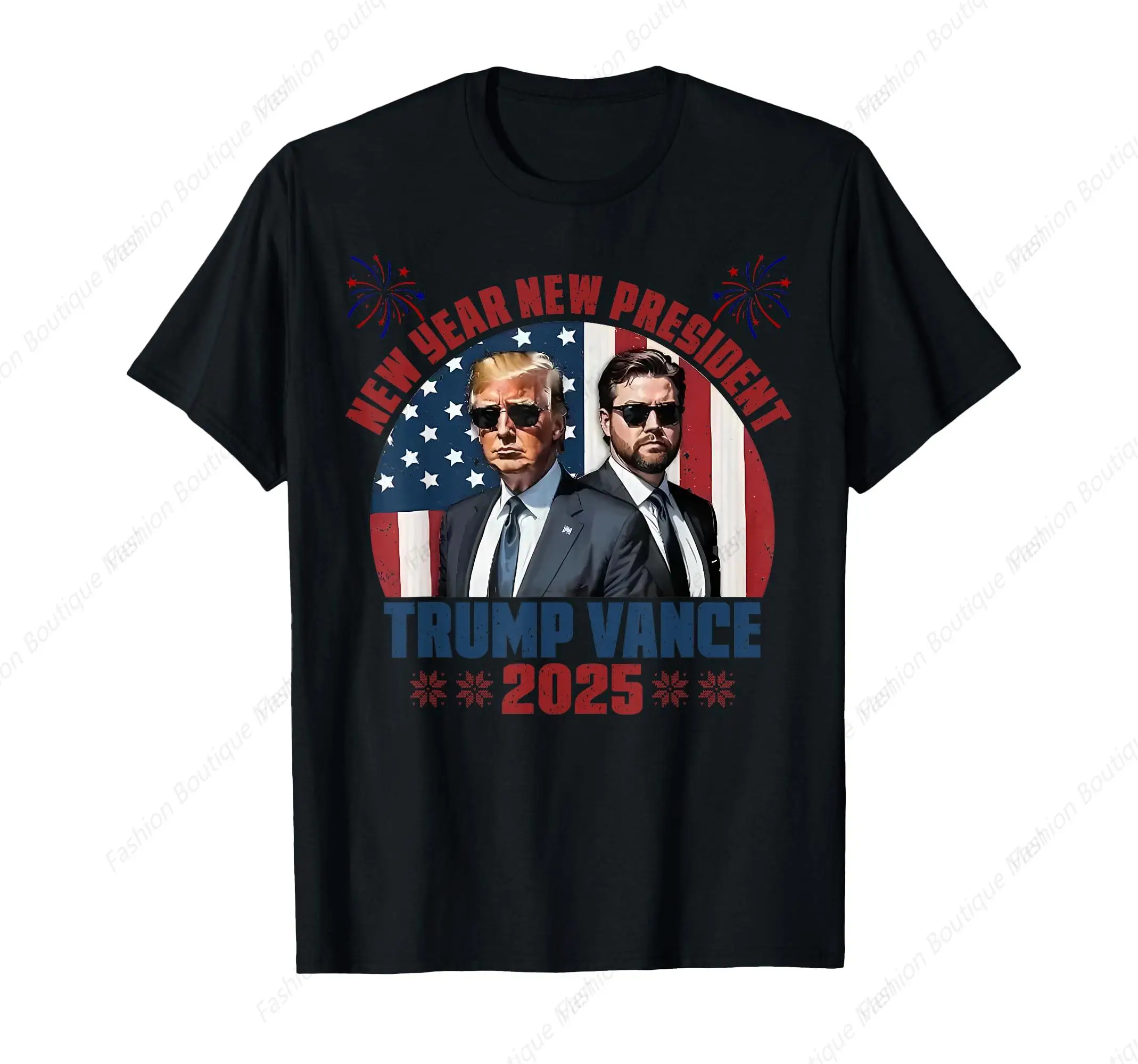 

Hot-Selling New Year New President Trump Vance President Happy New Year T-Shirt Leisure Cotton Tee Unisex