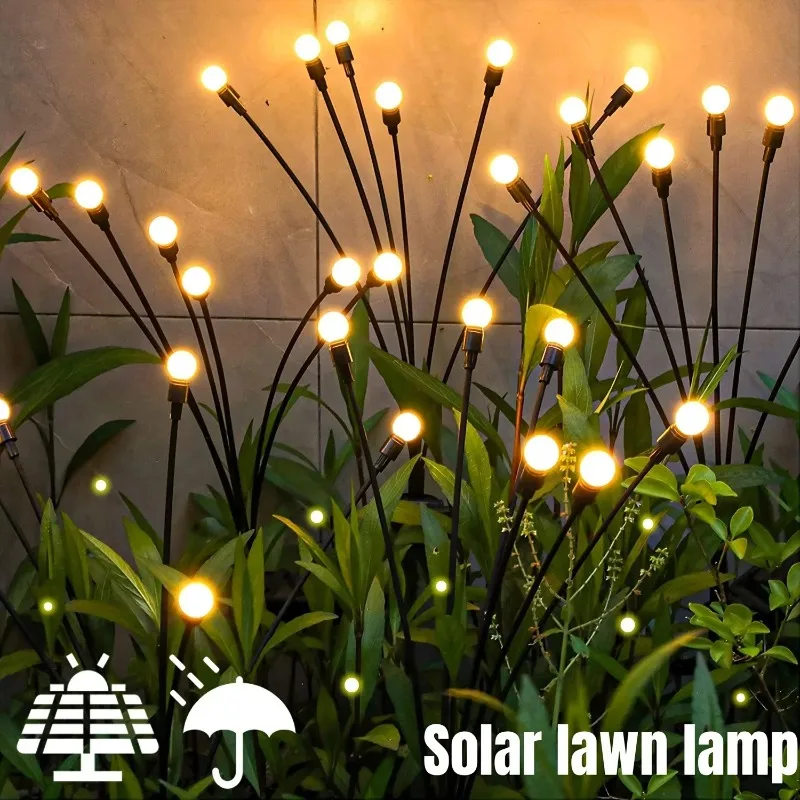 Solar Firefly Lights 6/8/LEDs Outdoor Garden Vibrant Swing Lights IP65 Waterproof Lamps for Patio Pathway Yard Christmas Decor