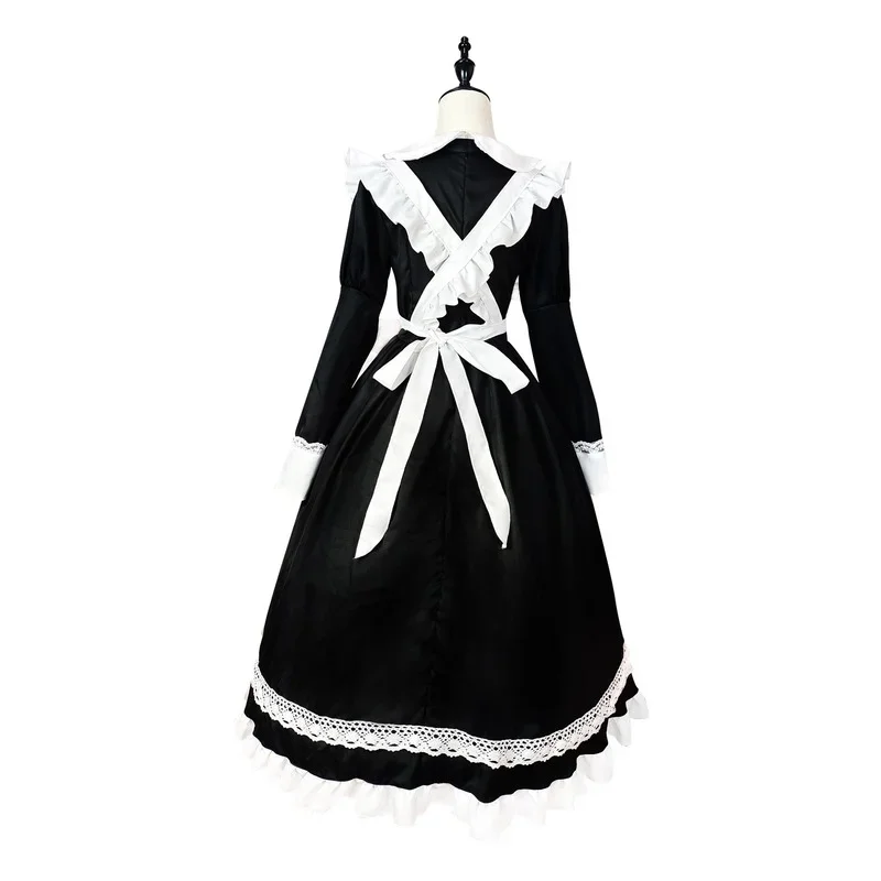 Disfraces de Halloween de cosplay, delantal de anime, Vestido largo de mucama, lencería Lolita blanca y negra de talla grande, 2021