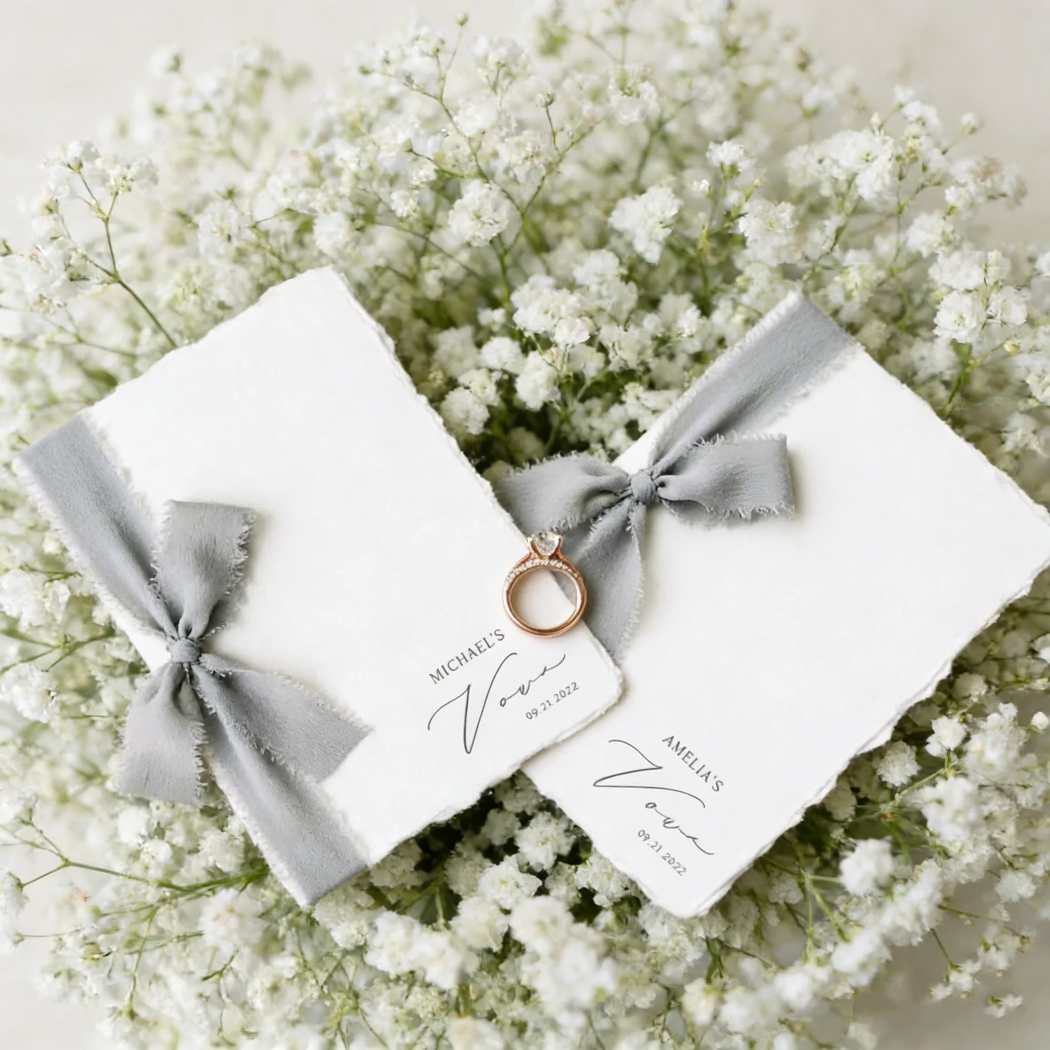 Carnets de Vœux de Mariage Personnalisables pour Couples, Livres de Vœux Faits Main en Papier Coton avec Ruban en Soie, Vœux Personnalisés pour Lui et Elle