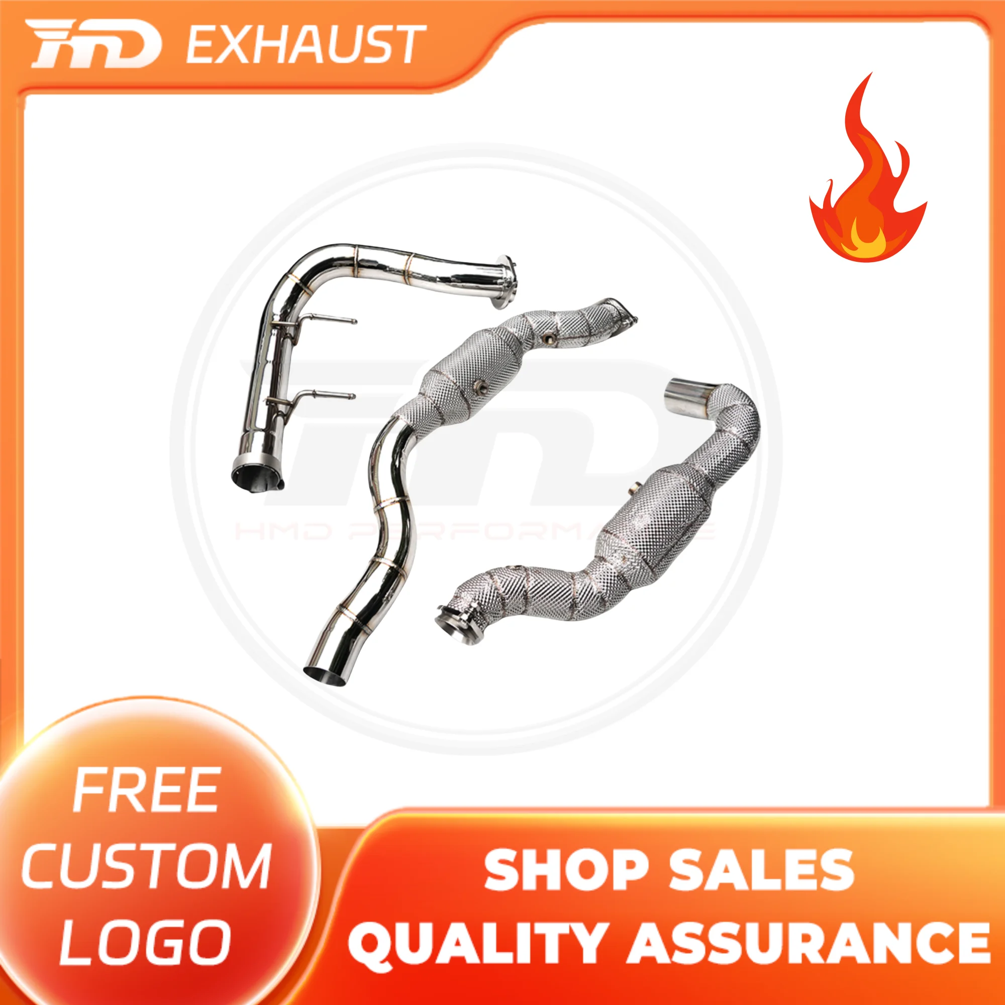 

HMD Exclusive Customization SS304 Downpipe For Ford Raptor F-150 3.5T 2017+ With Heat Shield Exhaust With Catalysis Car Parts