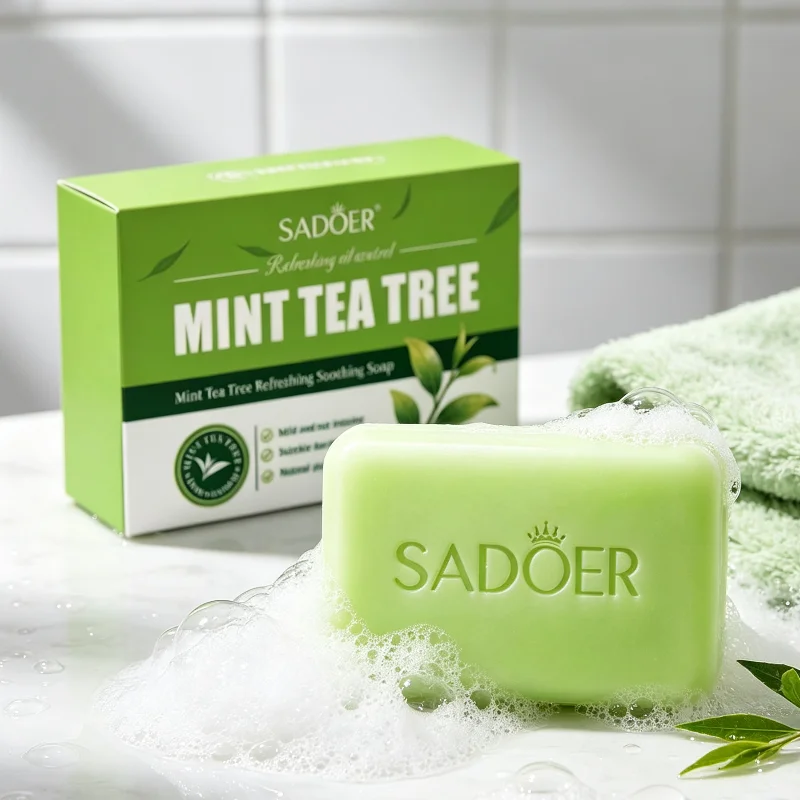 Natural Mint Tea Tree Soap 105g Plant Extract Deep Skin Cleansing Control Oil Moisturize Face Body Gentle Washing Handmade Soap