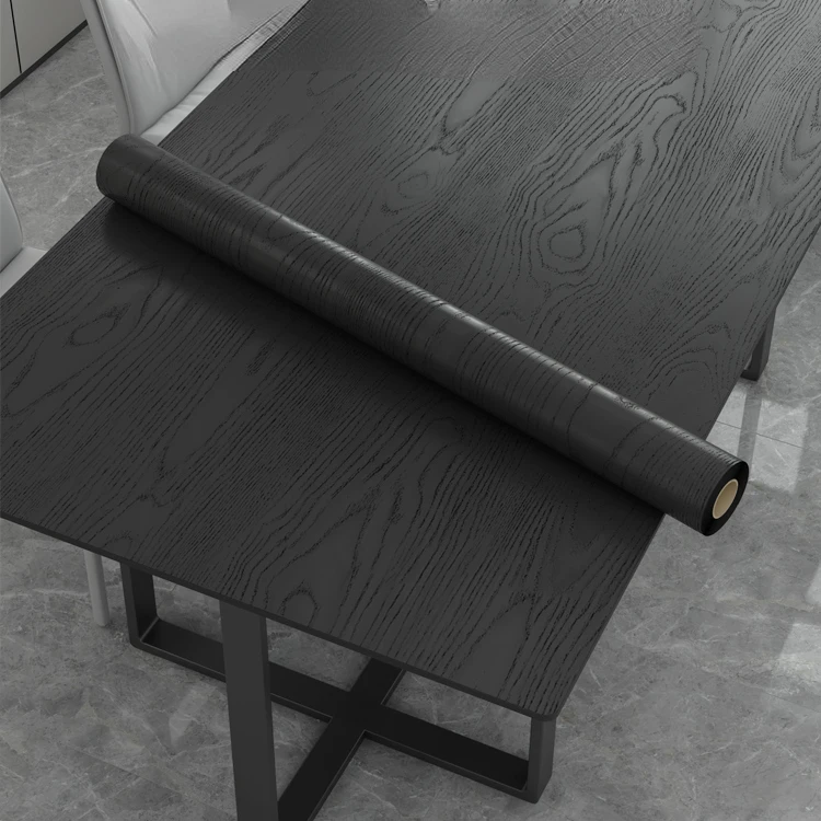 

Black Wood Grain Desktop Stickers Waterproof Table Cabinets Wardrobe Furniture Renovation