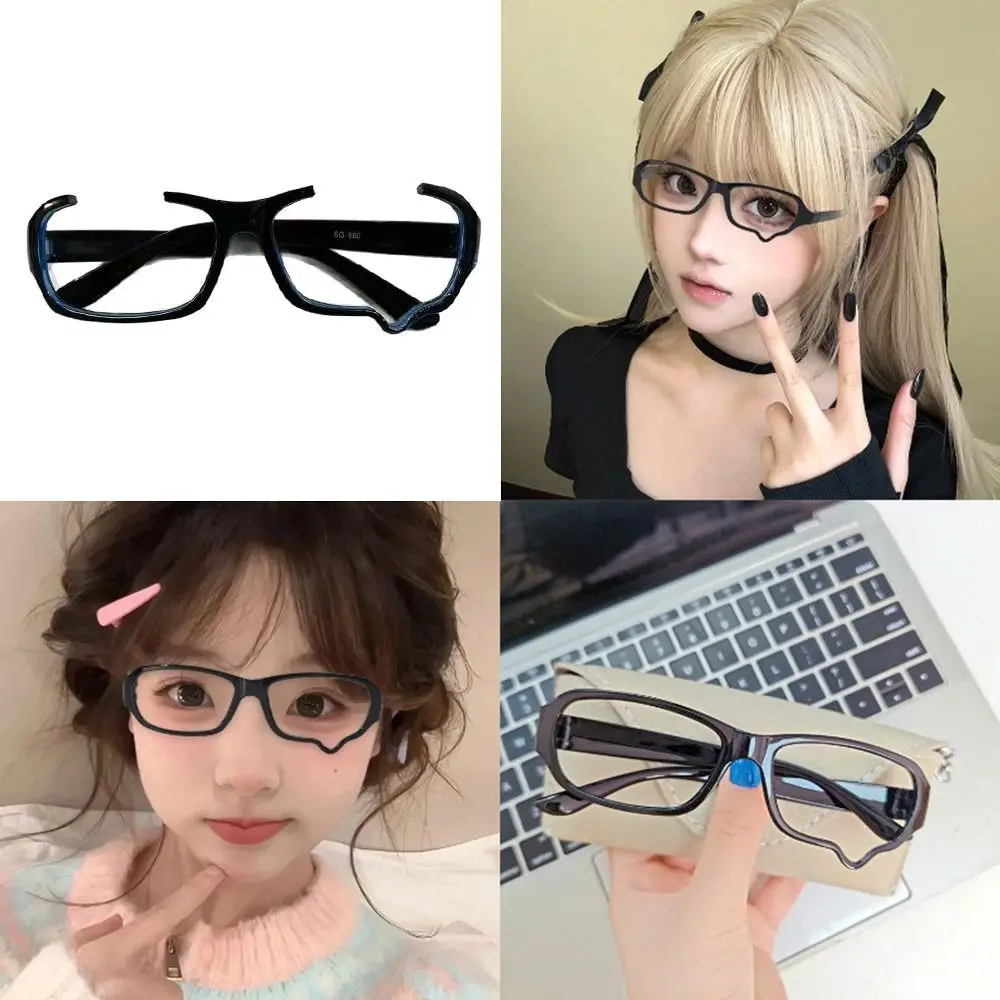 No Lenses Anime Tears Glasses Frame Y2K Aesthetic Kawaii Unisex Eyeglass Frame Black Frame Dripping Tears Glasses