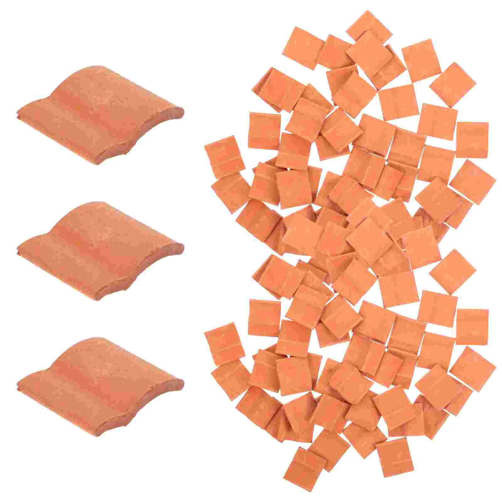 

50 Pcs Mini Bricks Garden Decoration Flowerpot Roof Tiles Props Fake Model Miniature Clay Simulated Small House