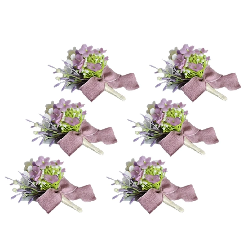 KX4B Elegant ผ้าไหมงานแต่งงาน Boutonniere ชุดผ้าไหมดอกไม้ที่ไม่ซ้ำกัน Corsages ป้ายสำหรับงานแต่งงานสไตล์ตะวันตก