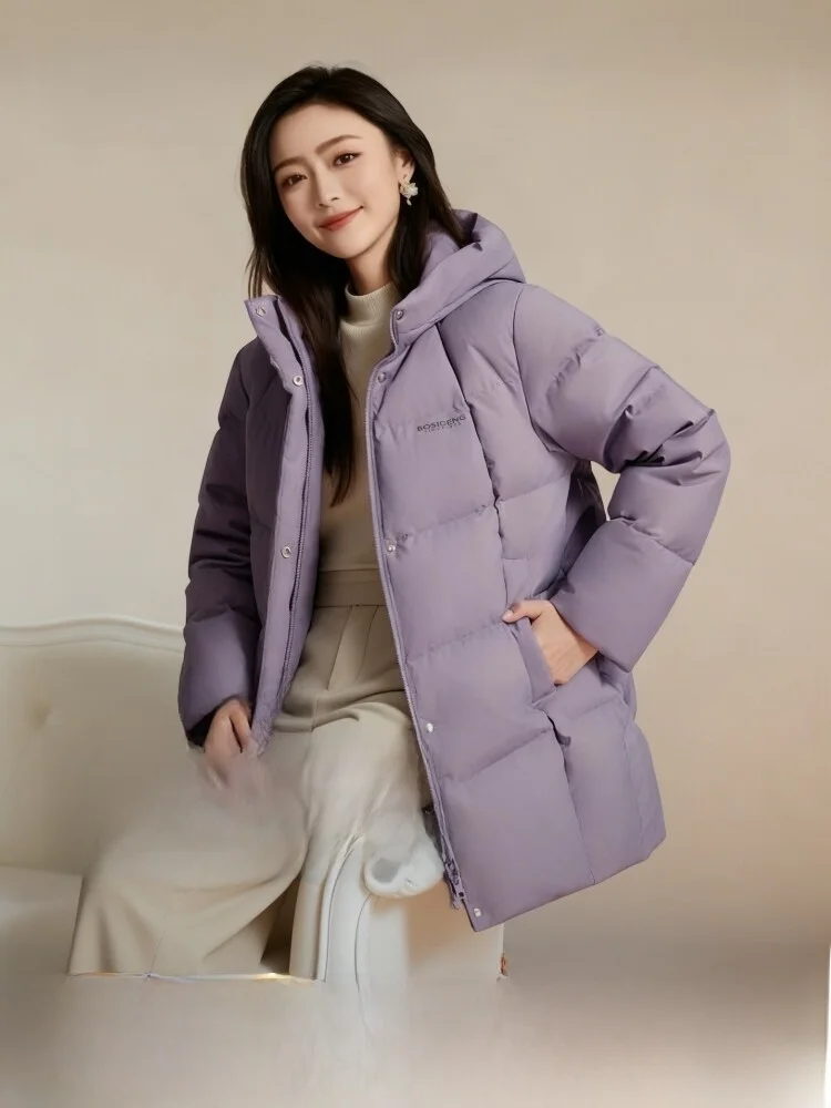 

Bosideng New Women's ort Thiened Warm Windproof Hooded down Jaet 90 Du down Casual Sle Regular Fit Ci Leisure