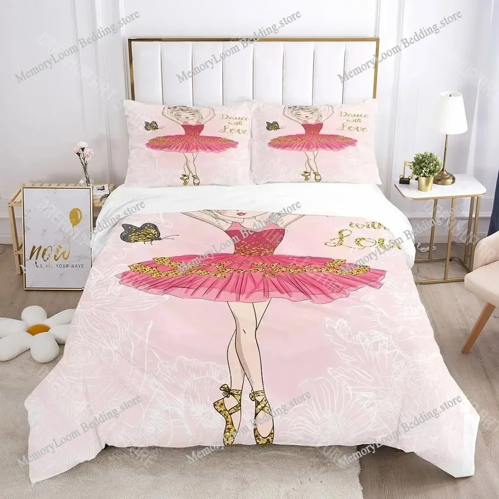 

Cartoon Ballet Girl 3D Printed Bedding Set Duvet Covers Pillowcases Comforter Bedding Set Bed Linen Home Textileextile