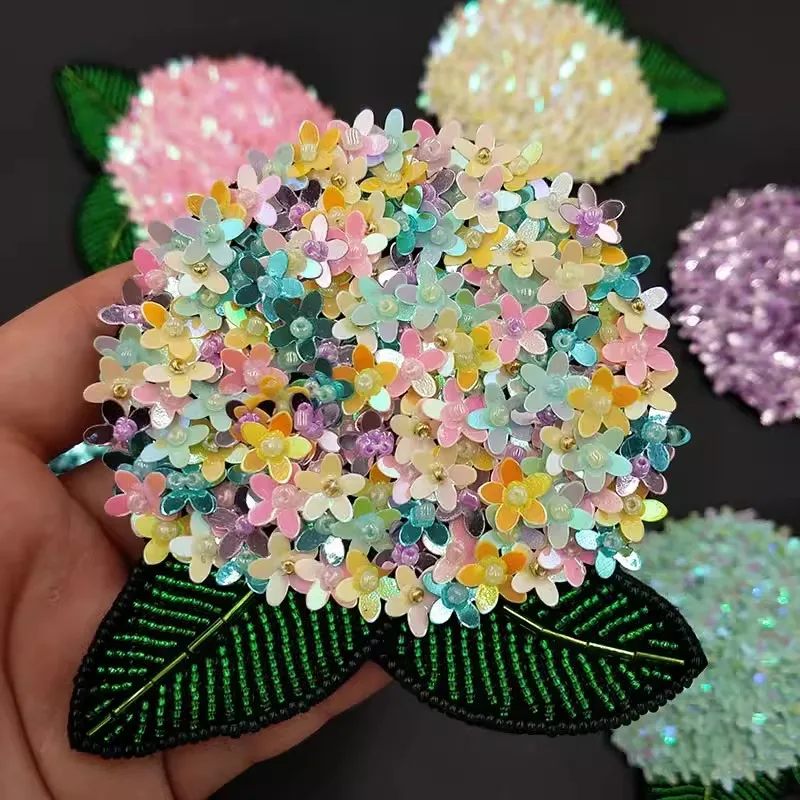 New plant flowers handmade beads hydrangea flower inlaid with diamond flower cloth paste DIYT shirt bag hat accessories