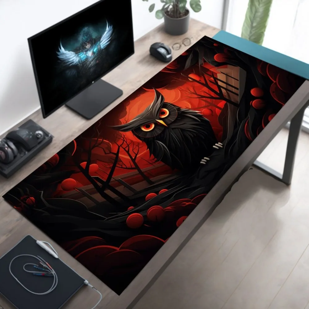 

The new owl dark red mouse pad is a high-definition printed rubber anti-slip washable desk mat for computer desktop decoration