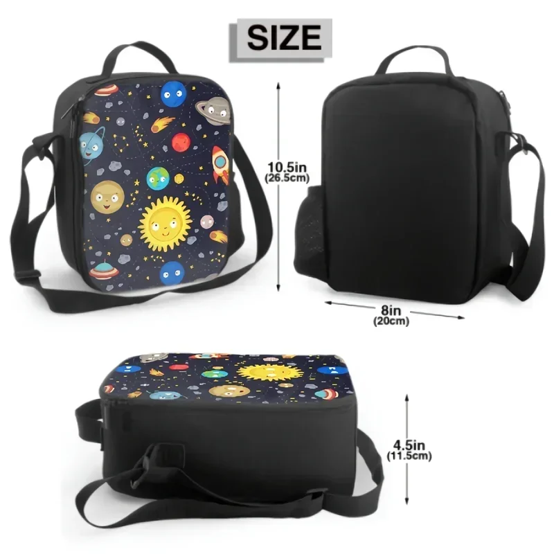 Rockets Planets In Galaxy Universe Lunch Box Insulated Meal Bag Travel Outer Deep Space Lunch Bag Food Container for Boys Girls