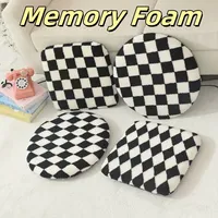 Memory Foam Black and White Grid Seat Cushion Nordic Style Sitting Cushion Comfortable Back Cushion Chair Floor Washable Winter