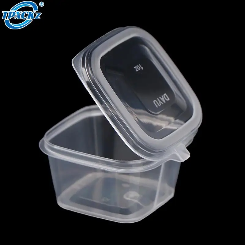 50PCS Disposable Sauce Seal Box Mini Transparent Plastic Sealed Box Sauce Spices Storage Container Box With Lids Kitchen Tools