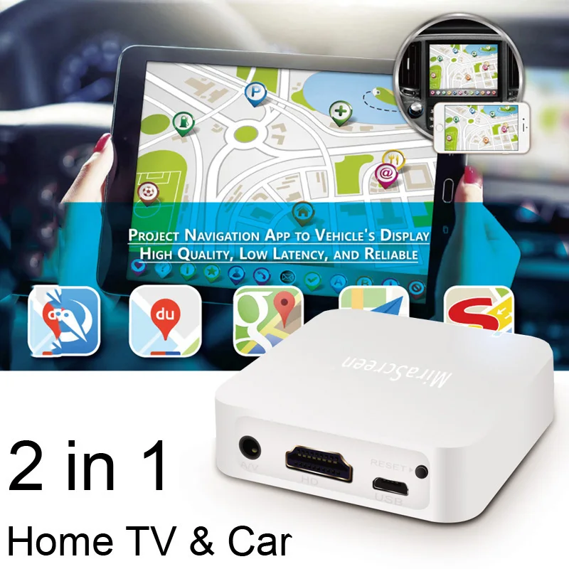 HD WiFi 2-in-1 Port Display Software Dog Screen Mirror Box Supports HDMI Compatibility or AV Output for All IOS Android Systems