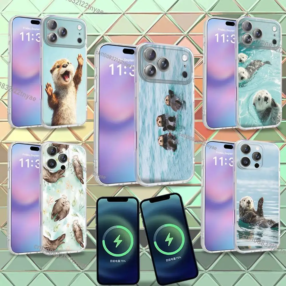 

Cute Sea Otter For iPhone 17,12,11,14,13,15,16,Plus,Air,Pro,Max,E,Mini for Magsafe Magnetic Frosted Phone Case