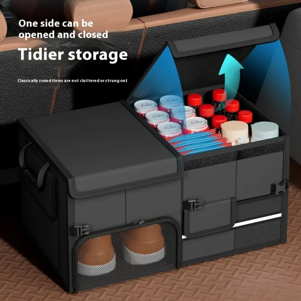 صندوق تخزين صندوق قابل للطي مقاوم للماء من قماش أكسفورد 60L منظم سيارة ذو سعة كبيرة للتخييم/صيد الأسماك يسهل حملها