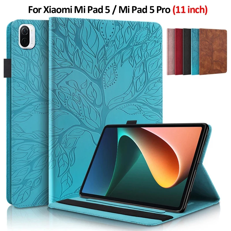 Flip Wallet Stand Case para Xiaomi, Tablet Case, Emboss Árvore, Mi Pad 5, Mi Pad 5, 6 Pro, Redmi Pad, SE, 11\