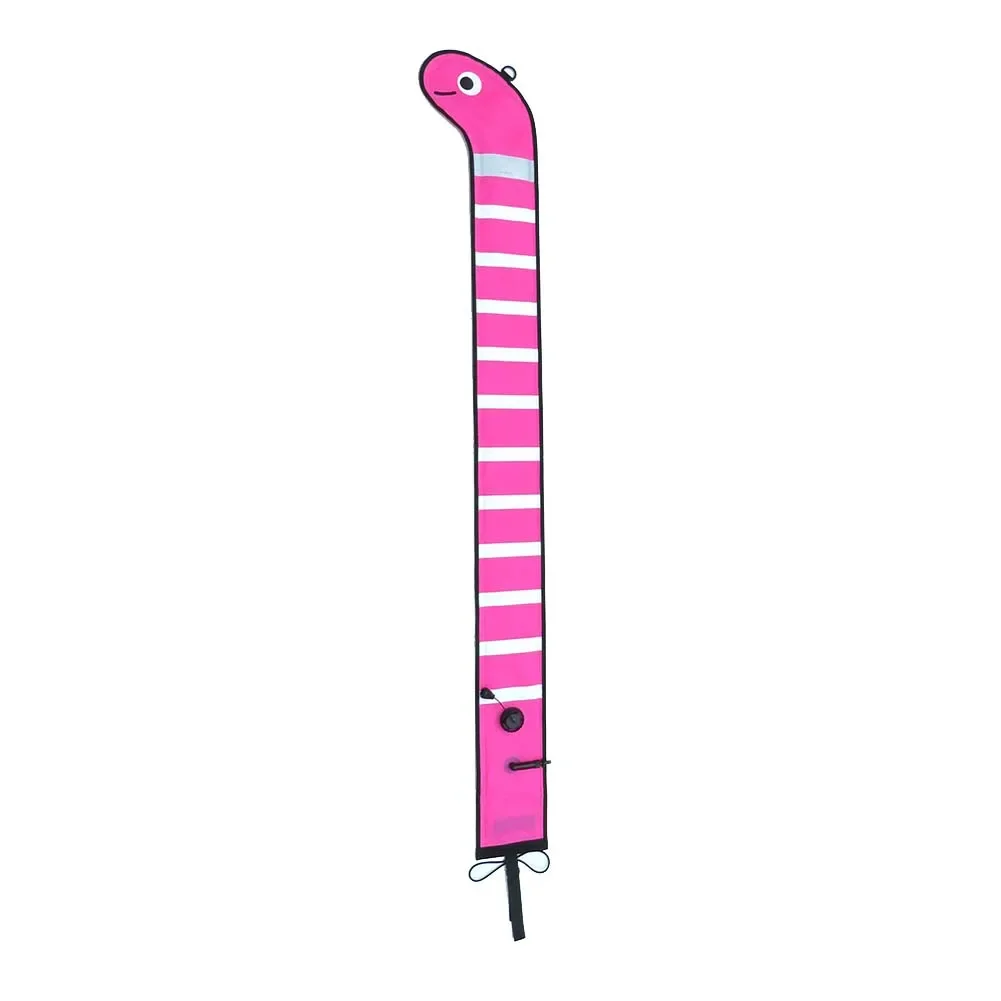 180x15cm Sea Eel Shape Scuba Diving SMB Nylon Marker Buoy for Divers Includes Reflective Strips for Visibility