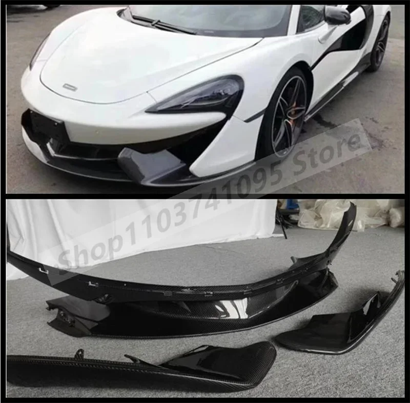 Real Carbon Fiber Front Bumper Splitters Cup Flaps Lid Spoiler Lip For McLaren 540C 570S 2015 2016 2017 2018 2019