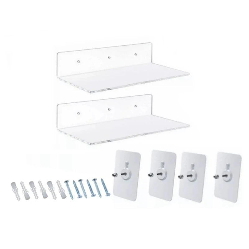 

Acrylic Floating Wall Shelf for Home Display Unique Wall Mounted Clear Invisible Acrylic Shelves for Figures Dropshipping