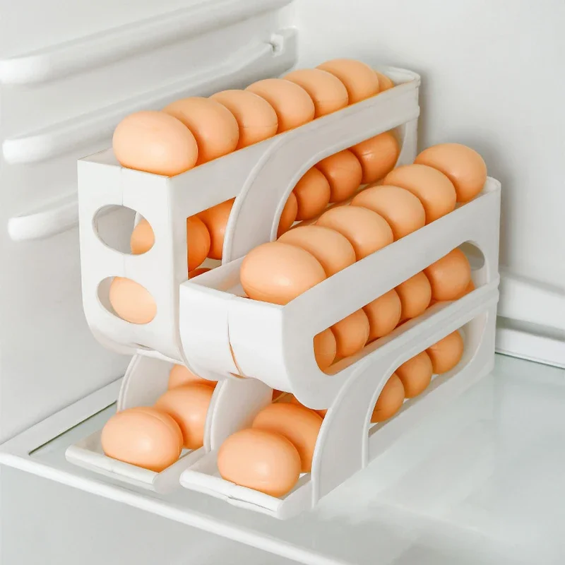 

3/4-layer Slide Egg Storage Box Ladder Style Egg Rolling Machine For Home Refrigerator Side Door Large Capacity Boes