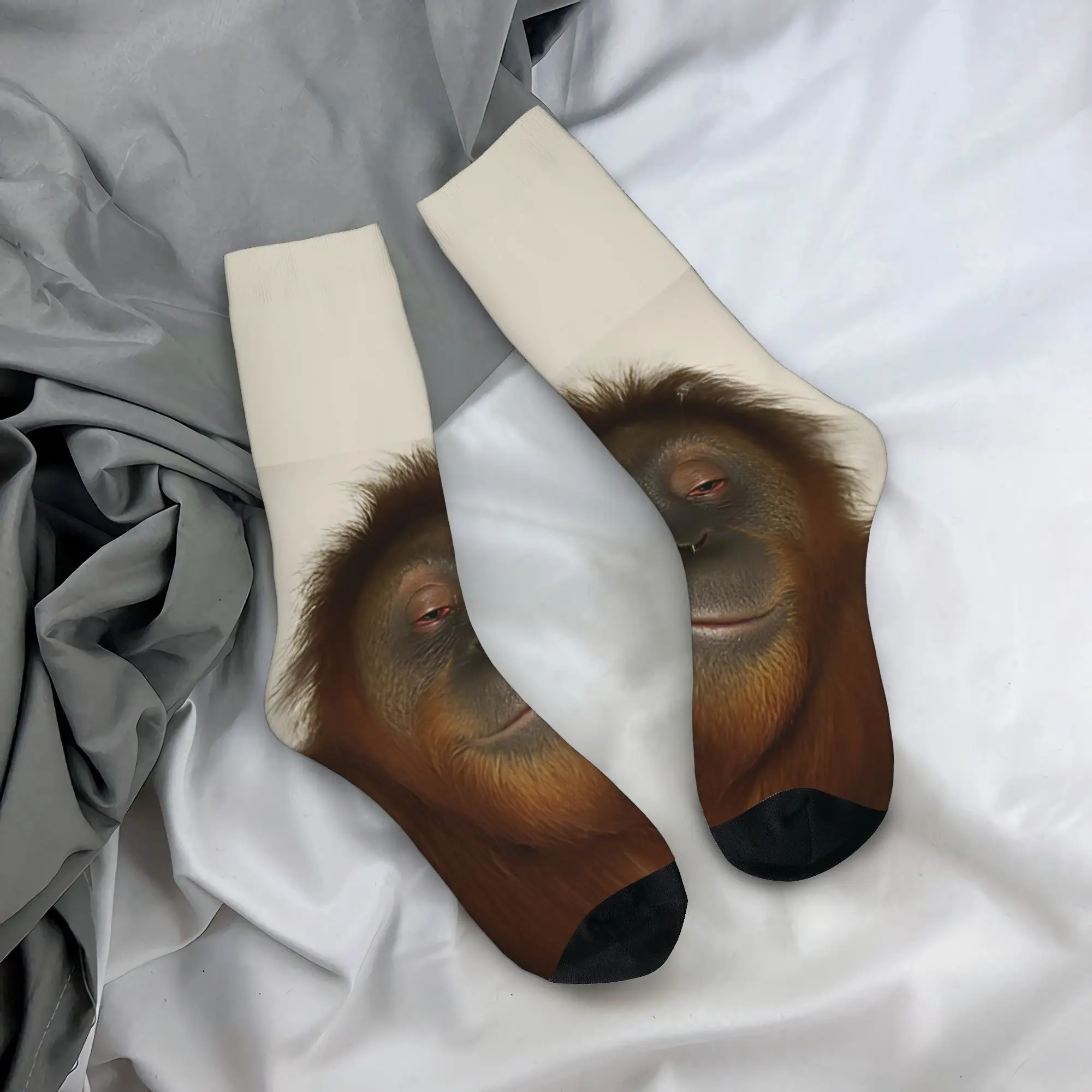 Custom Fashion Funny Baby Gorilla Face Socks Men Women Warm 3D Printing  Football Sports Socks