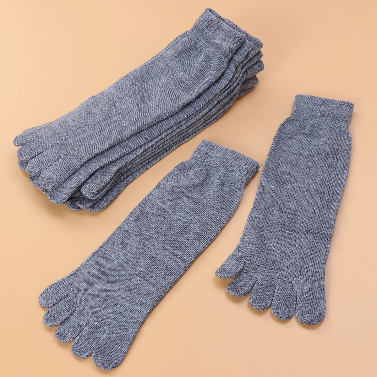 

5pcs 5 Pairs Toe Socks Beige Work Ankle Middle Tube Cotton Running Mens Moisture Wicking Quick Drying Lightweight