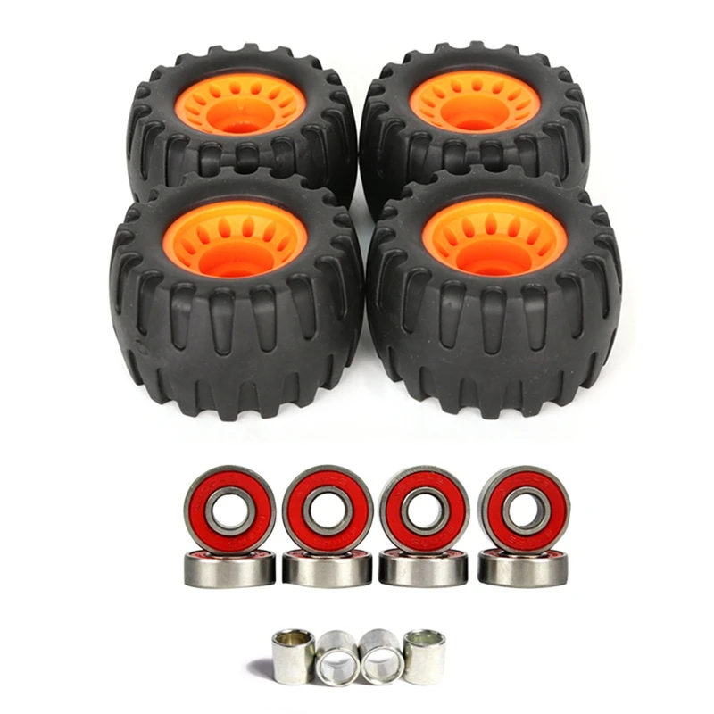 7Inch Gravity Skateboard Truck With 76Mm Rubber Offroadskateboard Wheels 608 Bearing Complete Kit,Silver