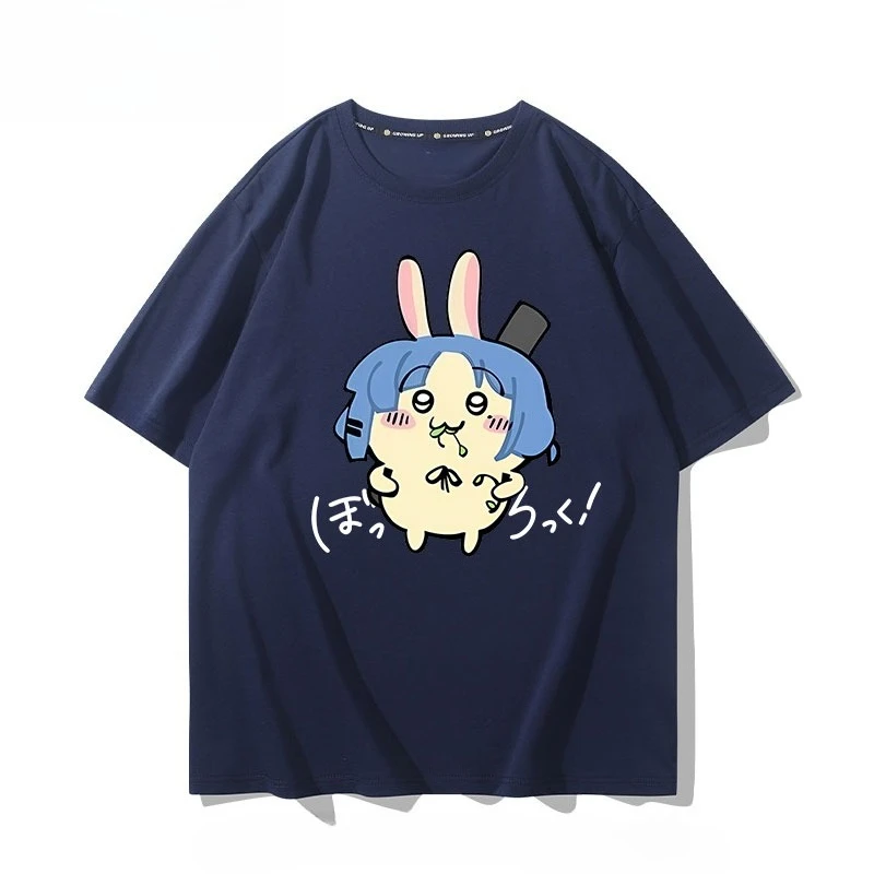 Kawaii Chiikawa Pink Hair Cos Character Oversize Heavyweight T-shirt Unisex Loose Streetwear Top