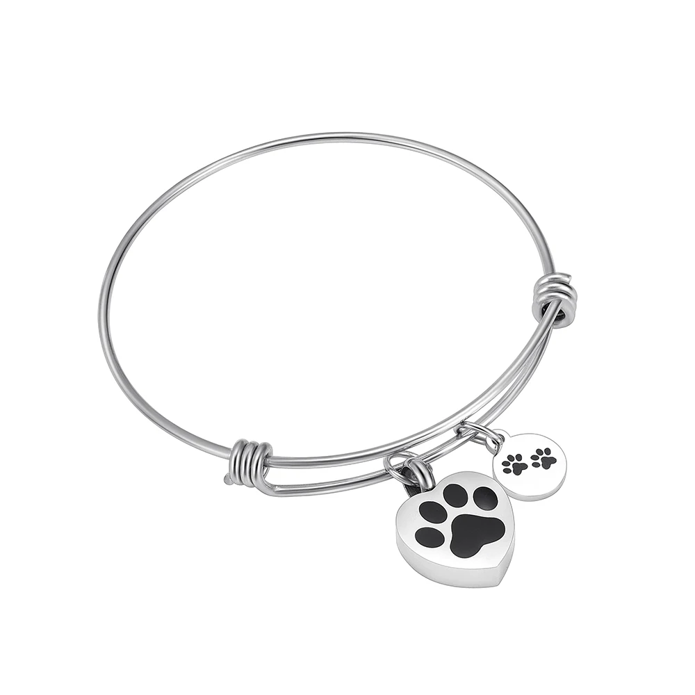 

Памятные ювелирные изделия для кремации животных для золы регулируемый браслет из нержавеющей стали с отпечатком лапы