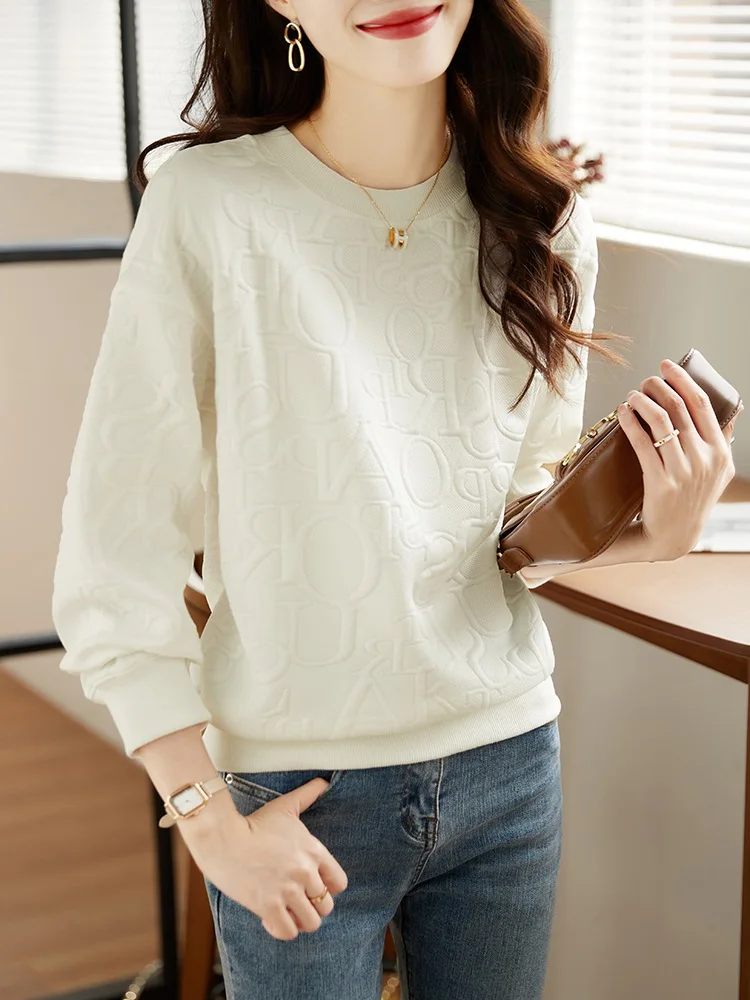 

Faionable Knitted round Ne Sweatirt Women's Loose Slimming Top Autumn Long Sve Commute Sle Korean Version Straight...