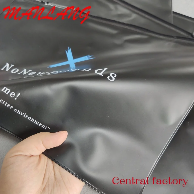 Custom  Eco Friendly Black Ziplock Bag For Clothings Custom Recycled Packaging Zip Bag Frosted Black Plastic Bags